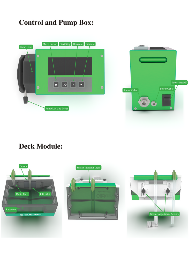 Detailed image of control and pump box and deck module for the Smarter Reagent Fill Station